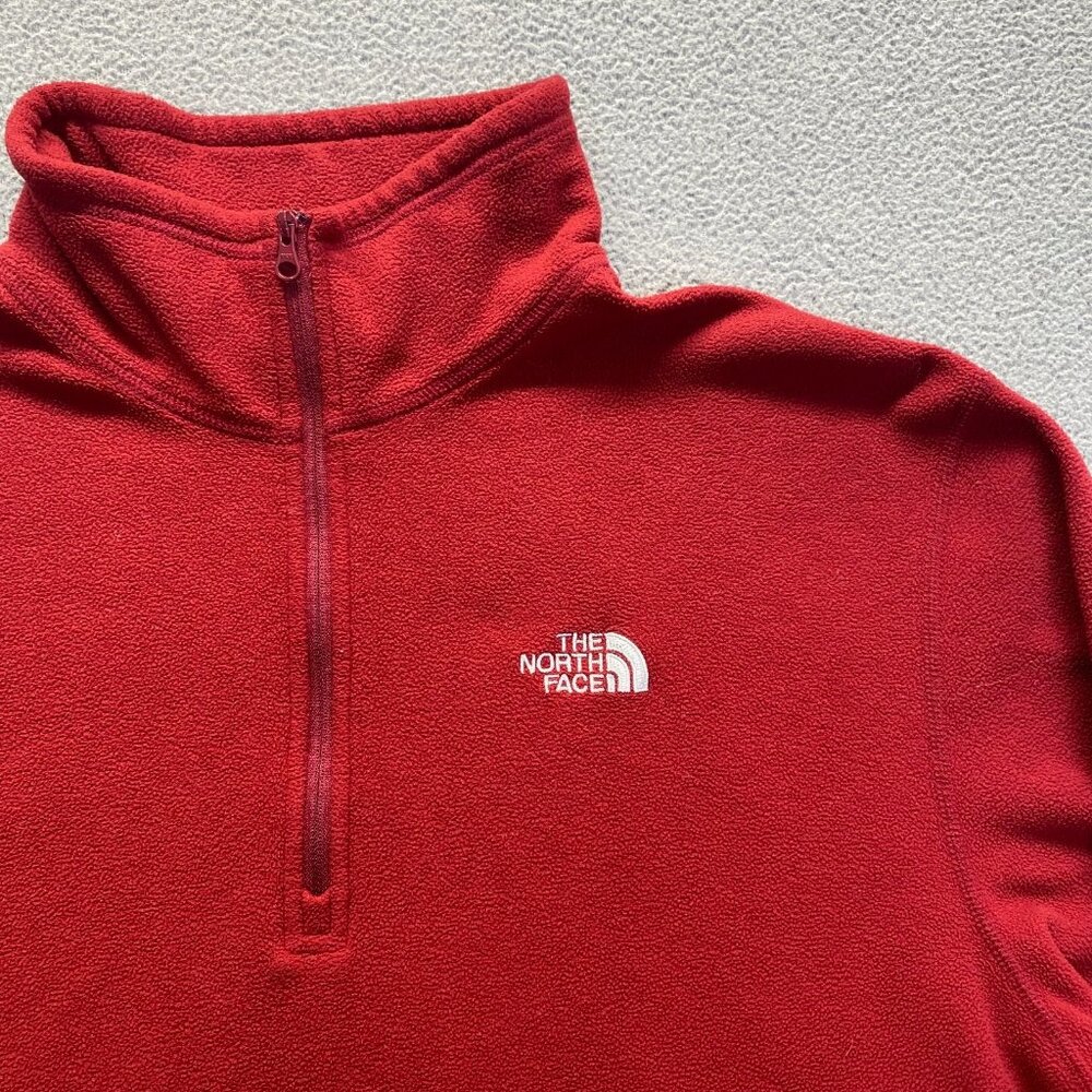 The North Face Fleece Red 1/4 Zip Mid Layer Hiking Walking Mens Sweater ,Size L - Picture 9 of 9